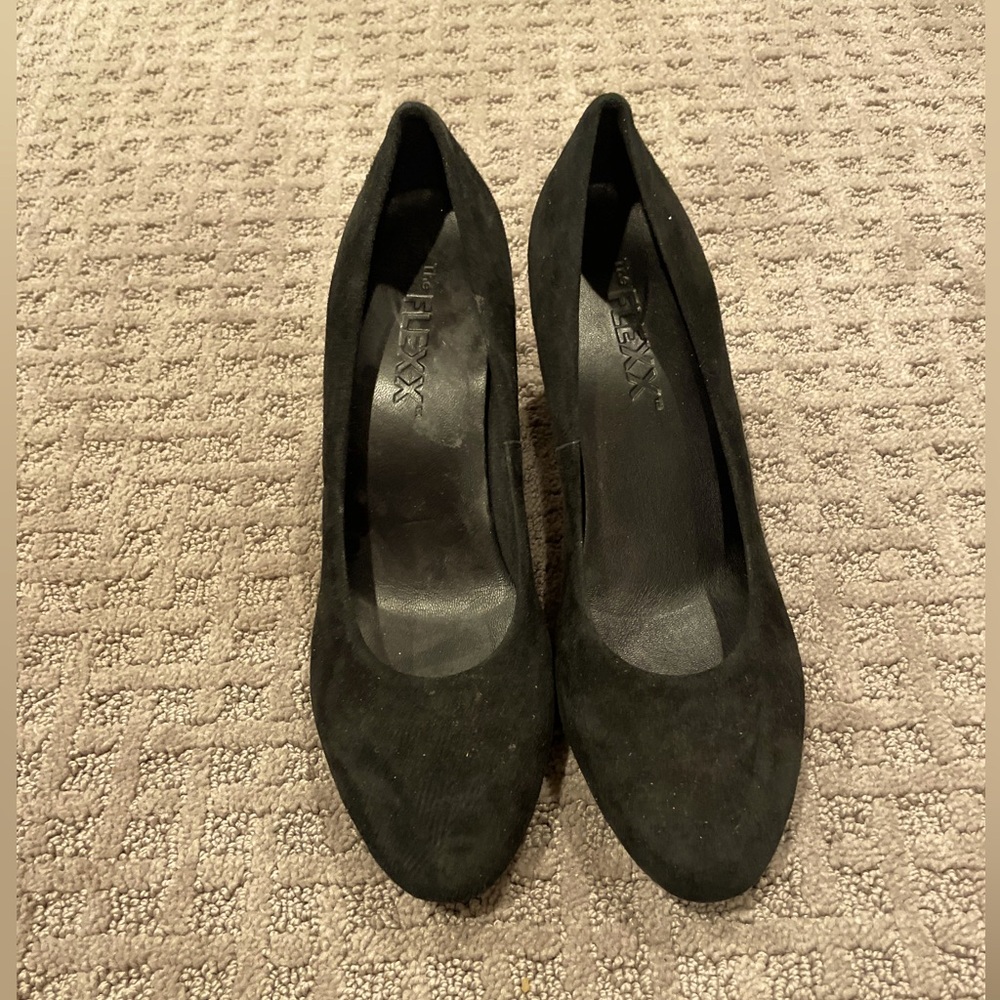 Black suede heels